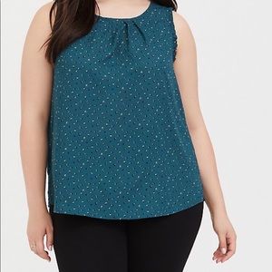 Torrid teal toss print georgette ruffle tank